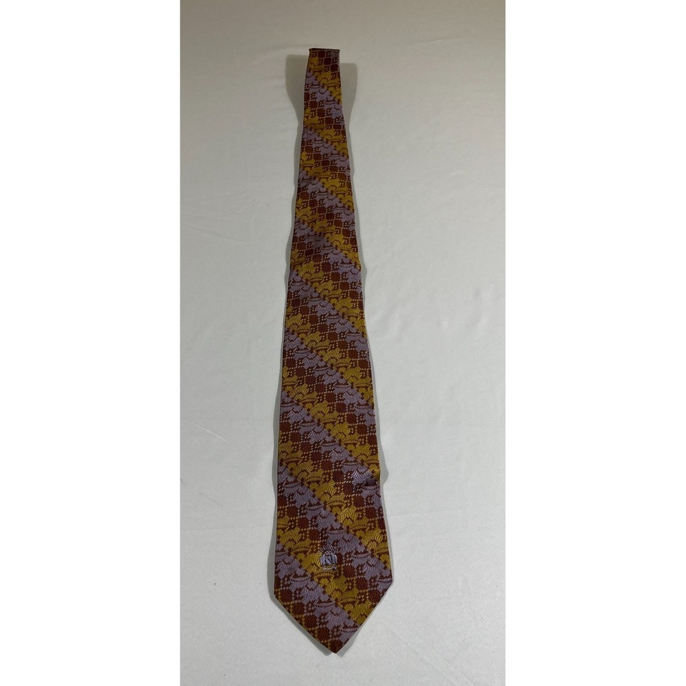 Oleg‎ Cassini for Marshall Field Vintage Silk Tie Paisley Geometric Earth Tone